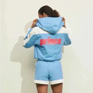 NWT Prince Pickleball‎ Women's Woven Zip-Front Hooded Jacket - Light Blue